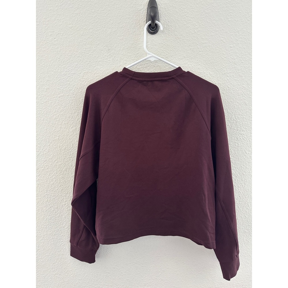 MNG Mango Sweatshirt Women Small Burgundy Raglan Sleeve Cropped Pullover - Picture 3 of 7